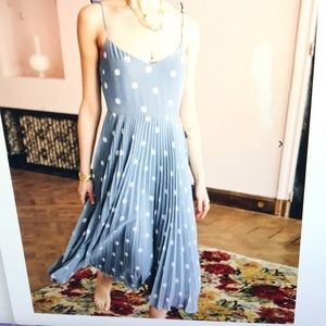 Sezane Nissa dress in blue and ecru dot pattern size 40